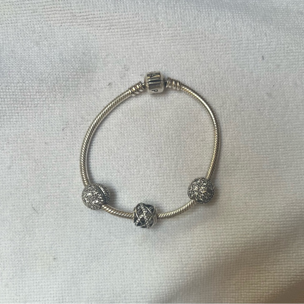 Pandora Silver Bracelet with Sparkling Charms